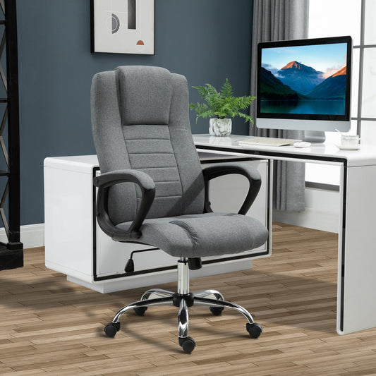 The office chair positioned in a modern home study next to a white desk and computer