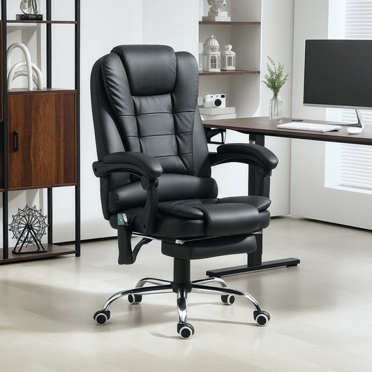 The office chair positioned in a modern home office setting with a desk and shelving unit