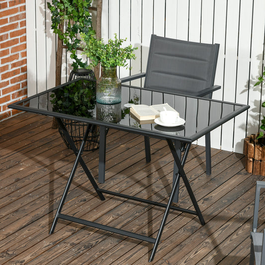 Outsunny Folding Outdoor Dining Table for 6 in Black