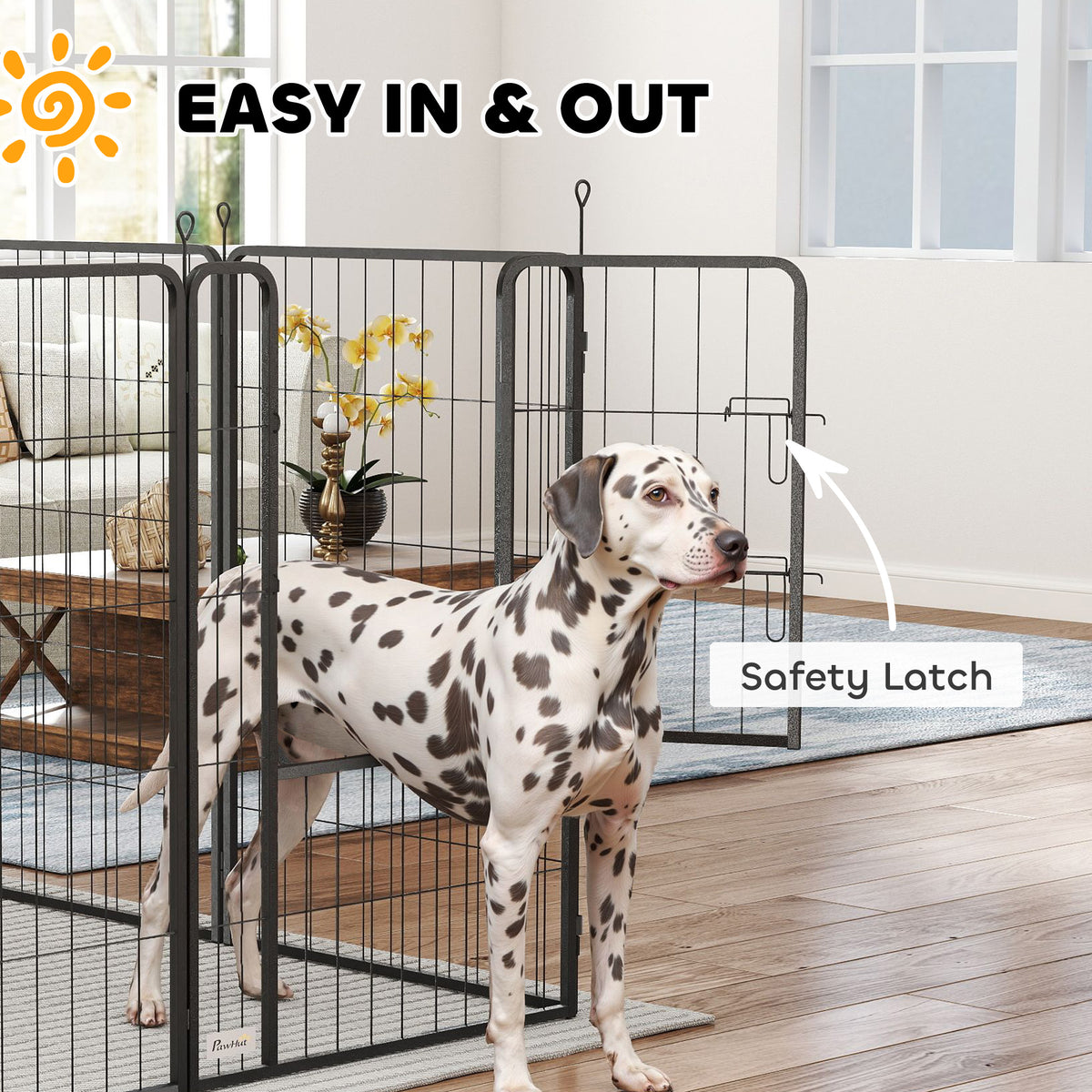 PawHut 12-Panel Solid Dog Playpen with Doors in Black