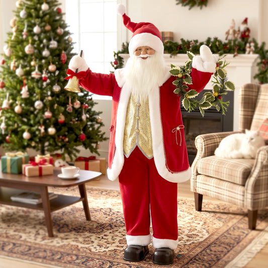 HOMCOM 5ft Life Size Singing Santa Claus in Red