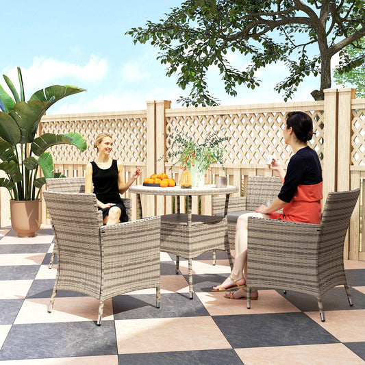 Outsunny Five-Piece Rattan Garden Set in Grey