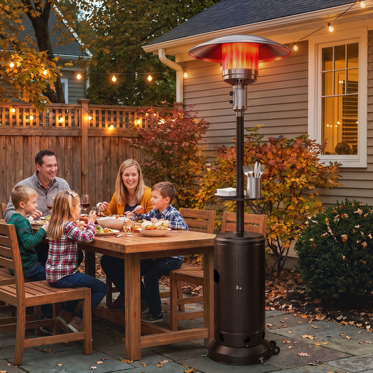 Outsunny Gas Patio Heater with Table Tray in Brown