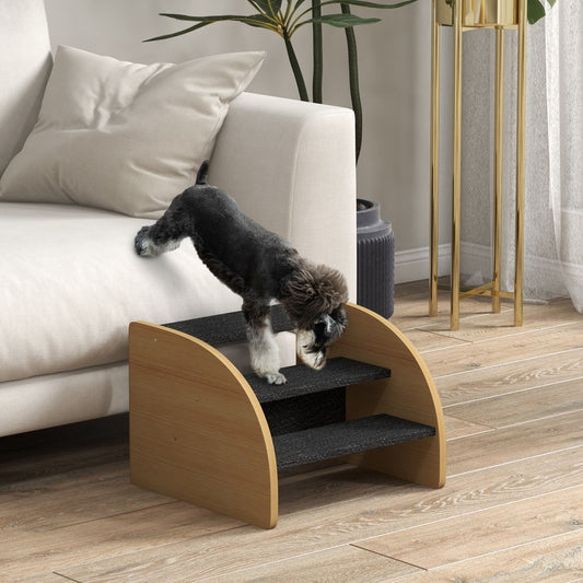 PawHut Dog Steps for Sofa and Bed in Oak + Black