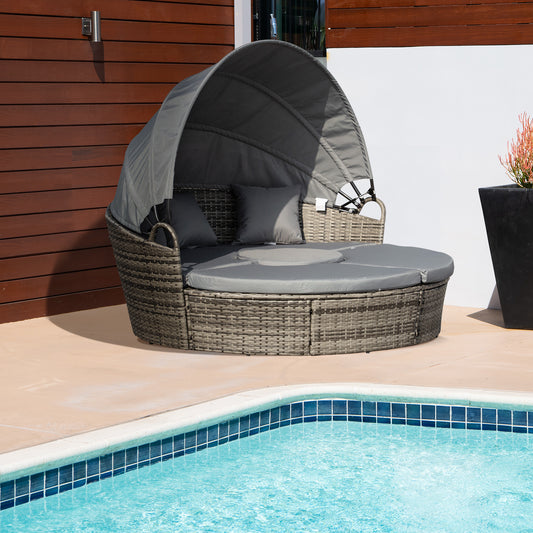 Outsunny Outdoor PE Rattan Garden Furniture with Cushioned in Dark Grey and Grey