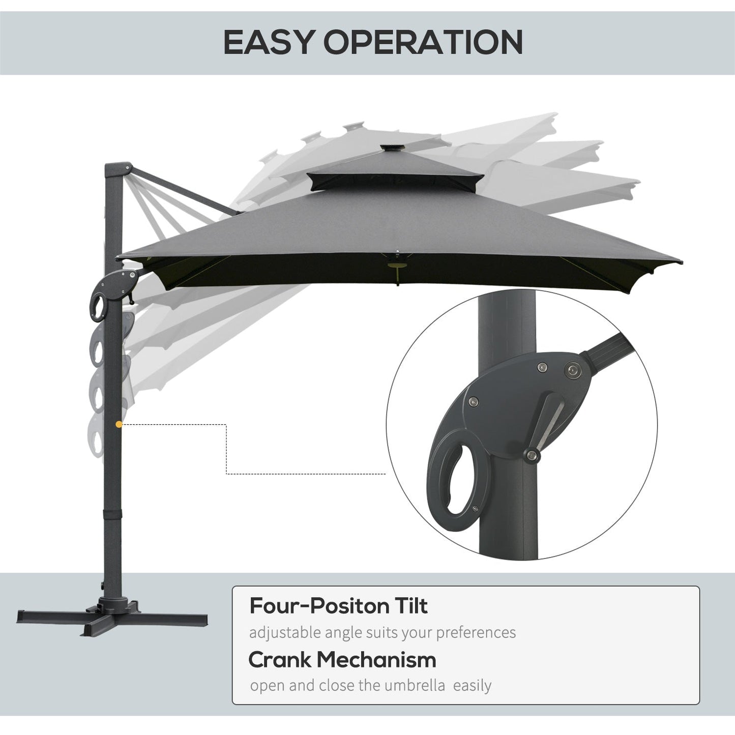 Outsunny Aluminum Sun Square Canopy Top in Dark Grey