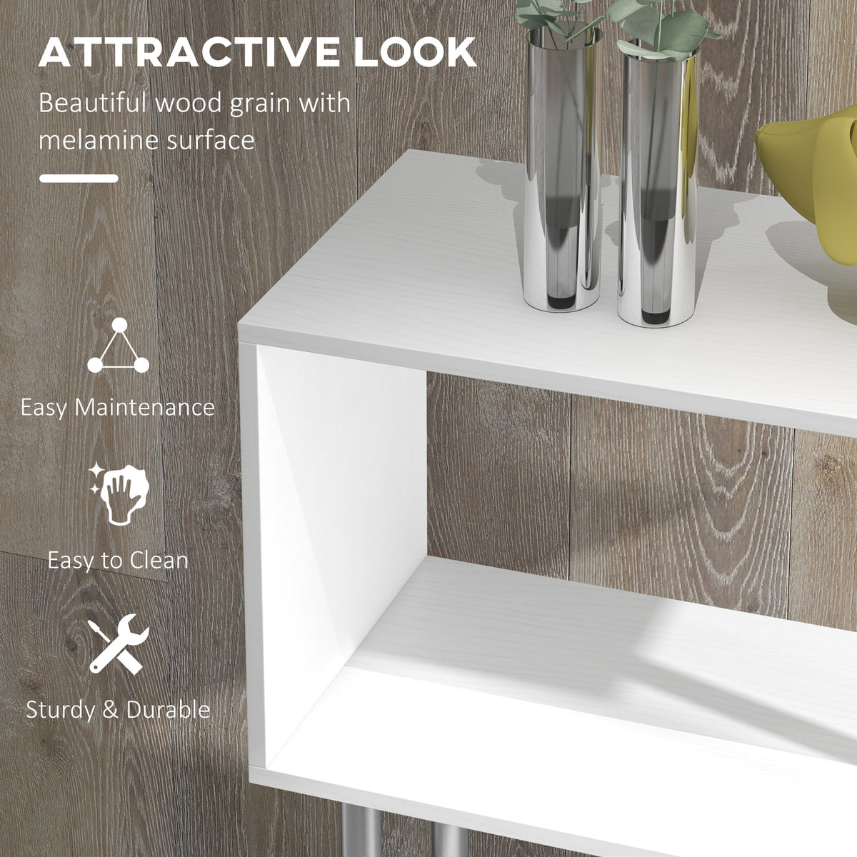 HOMCOM S Shape Bookcase in White