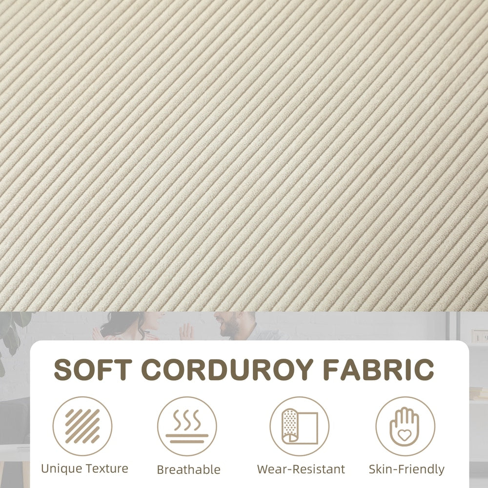 HOMCOM Three-Seater Corduroy Sofa in Cream White