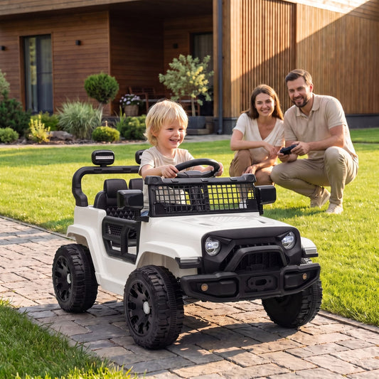 AIYAPLAY 12V Electric Car for Kids with Remote in White