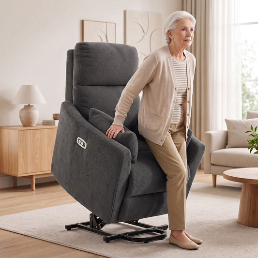 HOMCOM Riser Recliner Chair with Massage and Heat in Dark Grey
