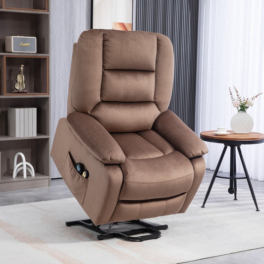 HOMCOM Velvet-Feel Electric Lift-and-Recline Massage Armchair in Brown