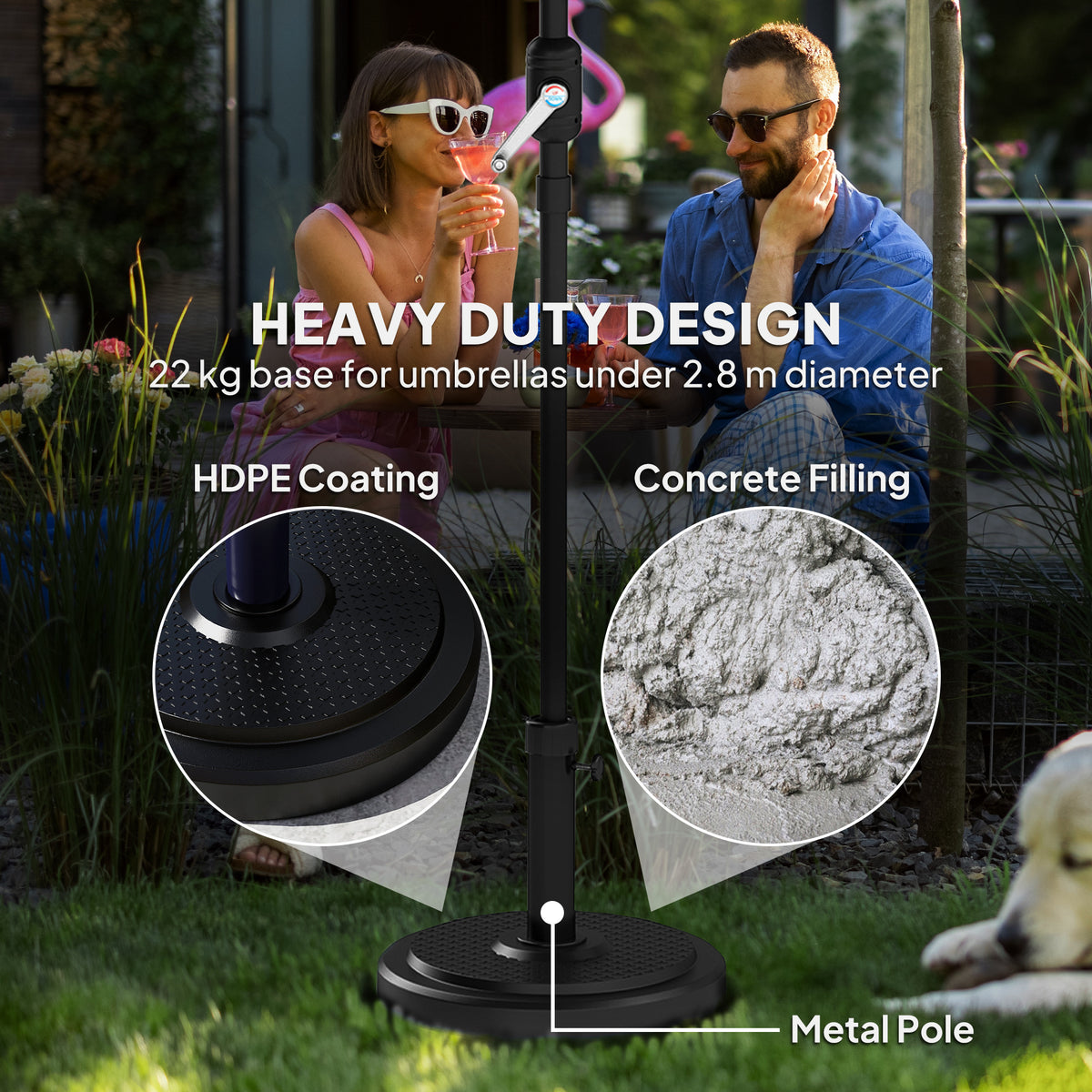 Outsunny 22kg Garden Parasol Base in Black