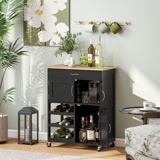 HOMCOM Modern Kitchen Trolley in Black