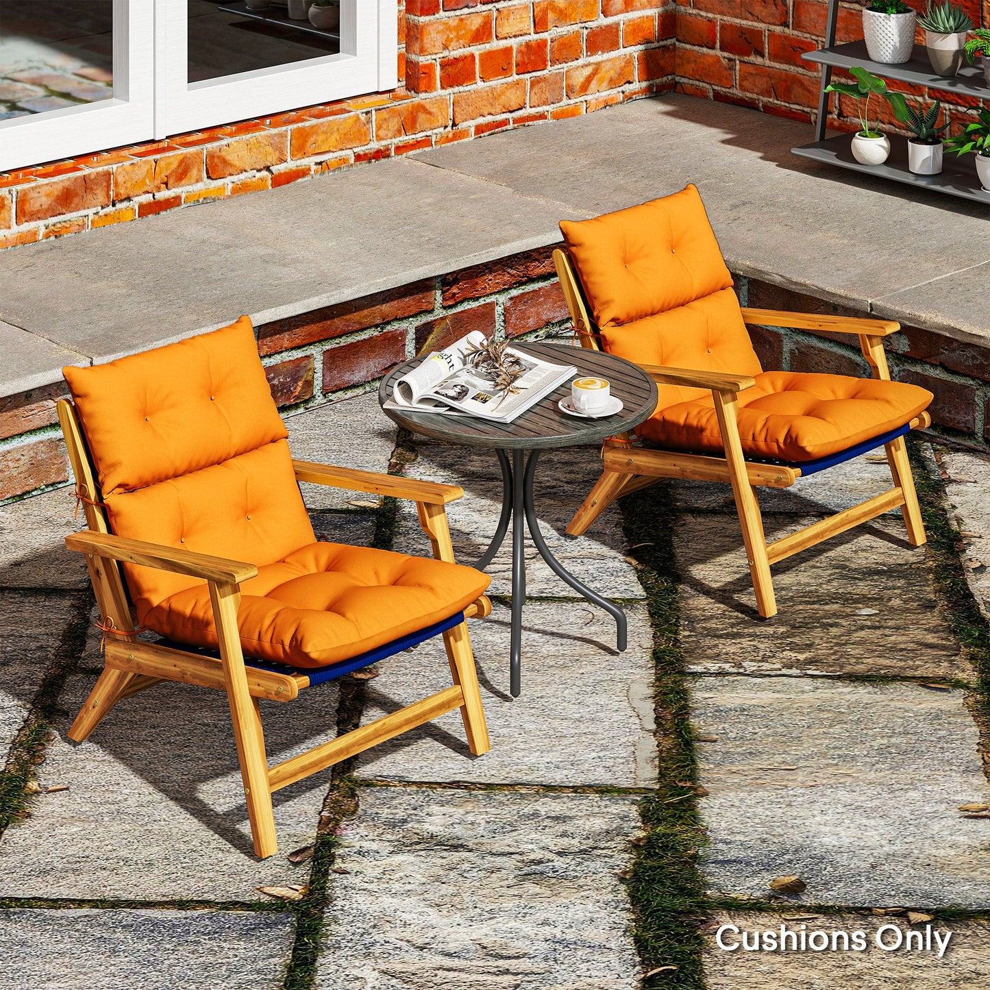 Outsunny Set of 2 Rocking Chair Padded Seat Cushions - Orange