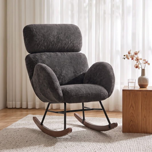 HOMCOM Upholstered Rocking Chair in Dark Grey