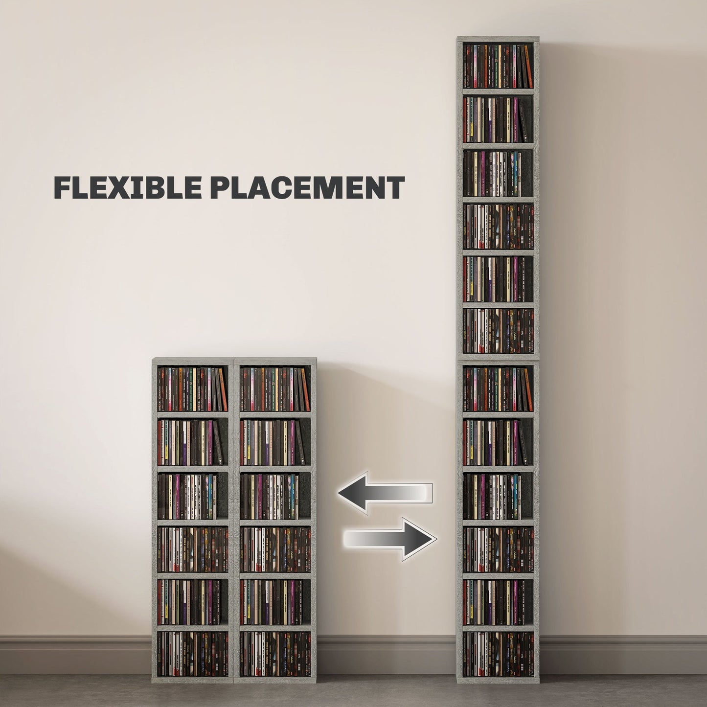 HOMCOM Set of Two 102 CD Storage Units - Cement Grey