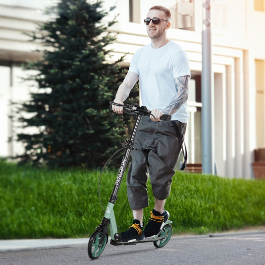 HOMCOM One-click Folding Kick Scooter in Green and Black