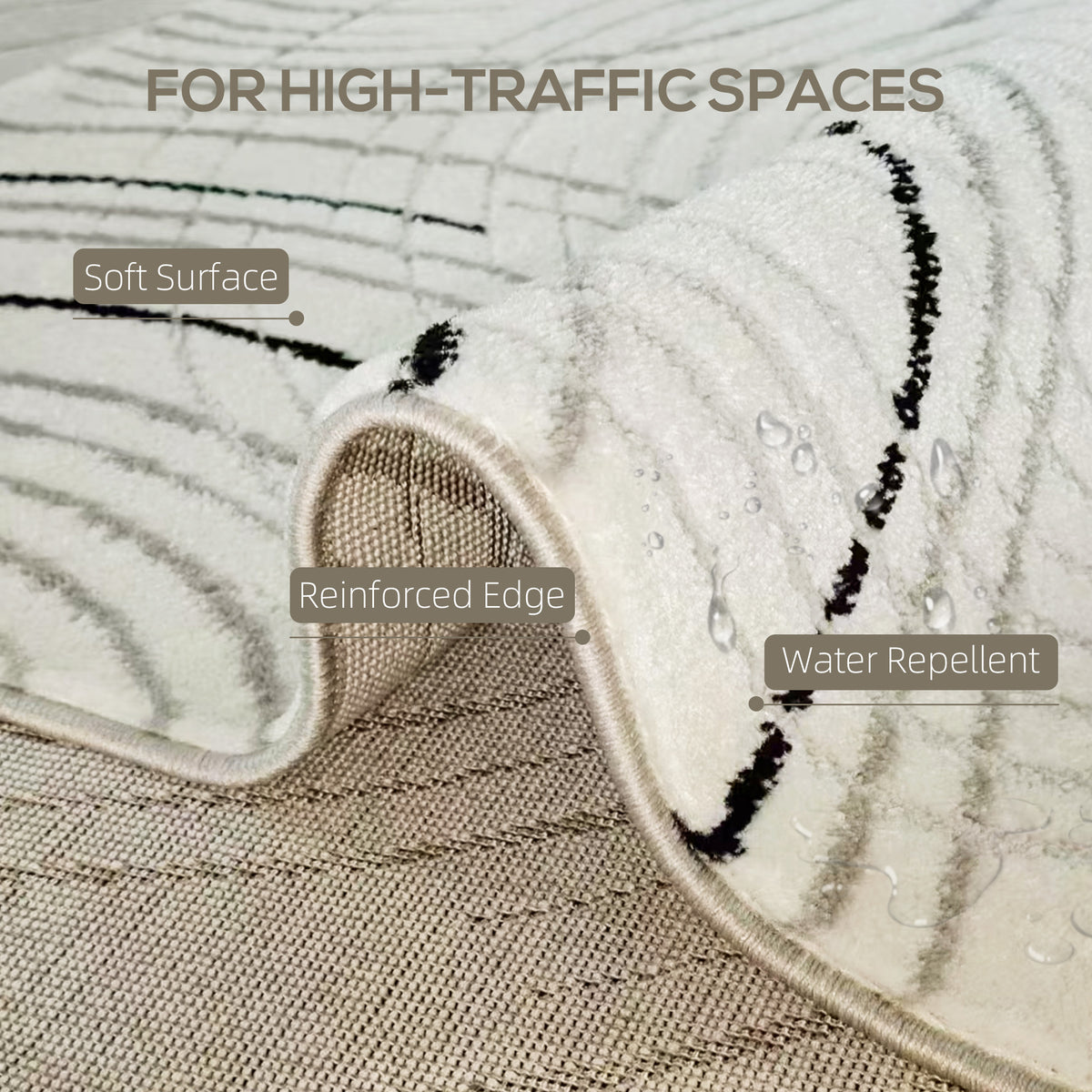 HOMCOM Modern Area Rug in Cream White