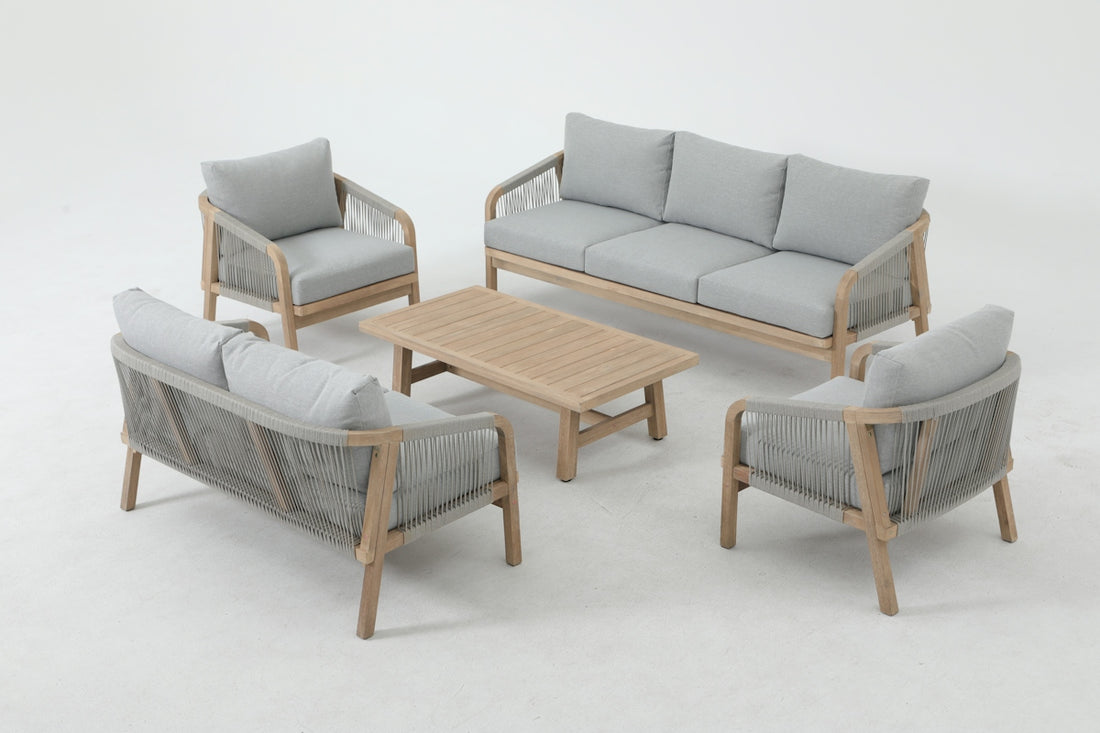 Outdoor furniture set arranged on a white background