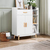Freestanding Wooden Bookcase with Drawer and Adjustable Shelves-White