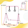 HOMCOM Adjustable Height, Foldable Kids Gymnastics Bar w/ Non-slip Rubber Floor Rings, for 3+ Years, Pink