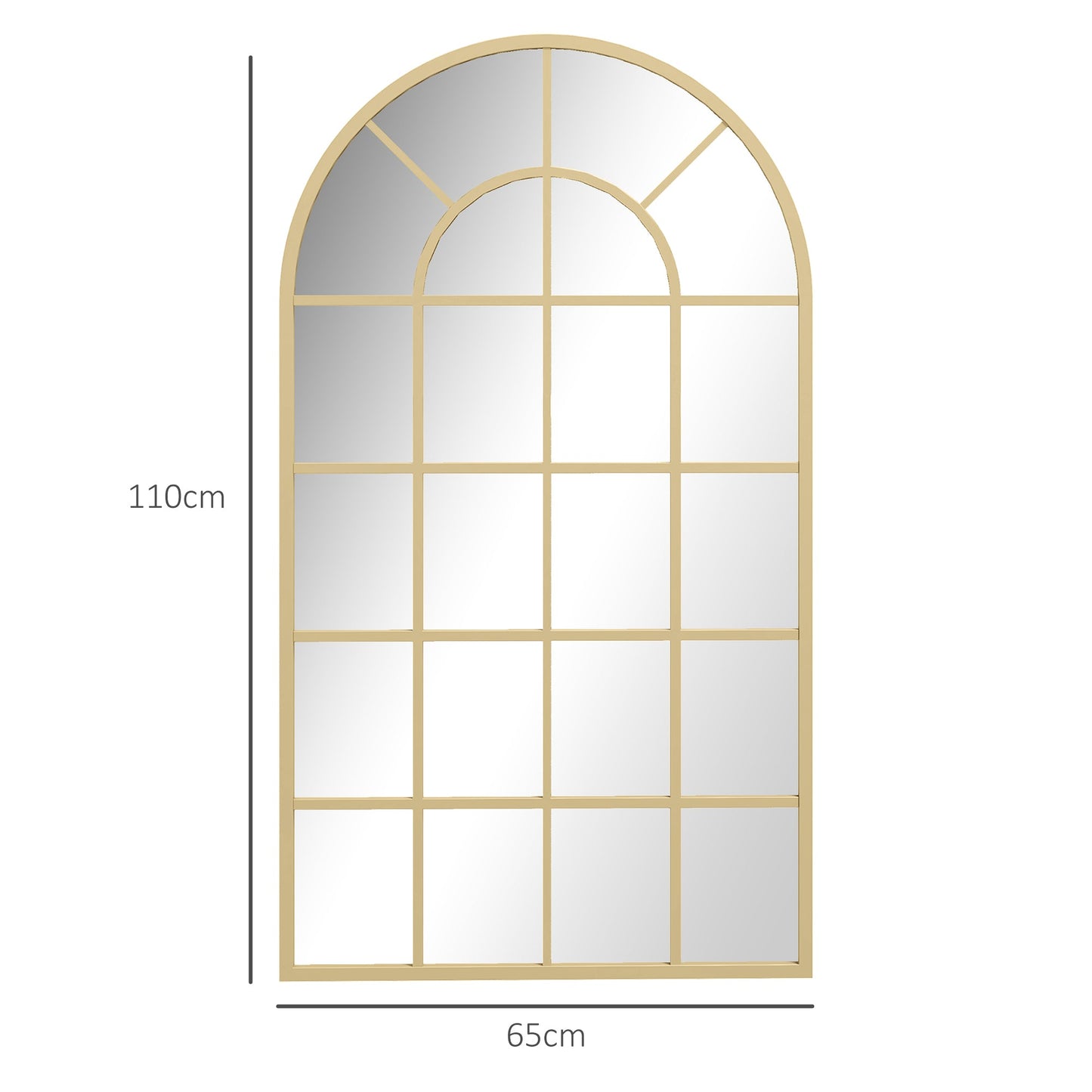 HOMCOM 110 x 65 cm Arched Decorative Wall Mirror for Bedroom Living Room, Modern Window Bathroom Mirror for Home Decor