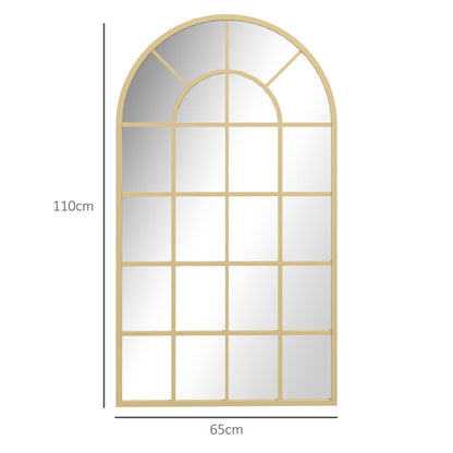 HOMCOM 110 x 65 cm Arched Decorative Wall Mirror for Bedroom Living Room, Modern Window Bathroom Mirror for Home Decor