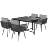 Outsunny 5 Piece Garden Furniture Set, Garden Dining Set with Wood-Plastic Table and 4 Stackable Chairs, Light Grey