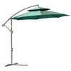 Outsunny 2.7m Banana Parasol Cantilever Umbrella with Crank Handle, Double Tier Canopy and Cross Base for Outdoor, Hanging Sun Shade, Green