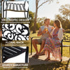 Outsunny Metal Garden Bench with Floral Backrest and Armrests - Black