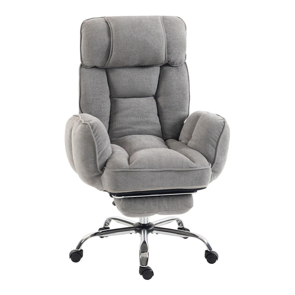 HOMCOM Executive Office Chair Height Adjustable Desk Chair Reclining Flip-up Armrest Footrest, Grey
