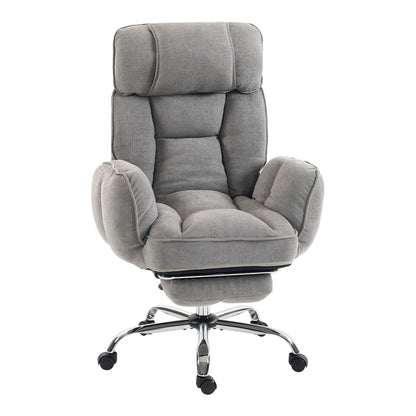 HOMCOM Executive Office Chair Height Adjustable Desk Chair Reclining Flip-up Armrest Footrest, Grey