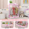 AIYAPLAY Kids Clothes Rail, Kids Dressing Mirror with 360 Rotating, 2 Piece Kids Furniture Set with Storage Shelves, Pink