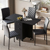 HOMCOM Dining Table Set, Folding Drop Leaf Table with Storage and 4 Chairs, Black