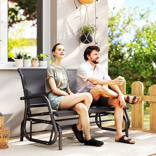 Outsunny 2-Person Outdoor Glider Bench in Grey