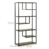 HOMCOM 6 Tier Bookcase, Industrial Tall Shelf Unit with Steel Frame for Home Office, Study, Living Room, Hallway, 82 x 33.5 x 175 cm, Rustic Brown and Black
