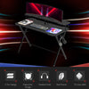 HOMCOM Gaming Desk Writing Racing Computer Table Workstation with Headphone Hook Curved Front Adjustable Feet for Home Office Use 140 x 60cm