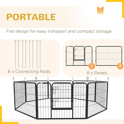 PawHut Steel 8 Panel Dog pen Pet Puppy PlayPen Grey