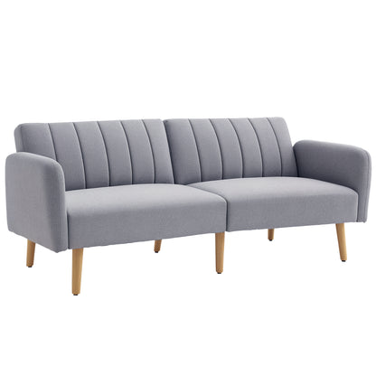 HOMCOM Three-Seater Sofa Bed, with Split Back - Light Grey