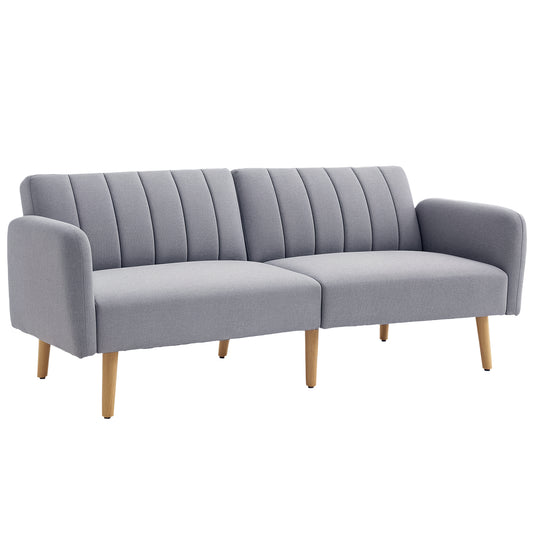 HOMCOM Three-Seater Sofa Bed, with Split Back - Light Grey