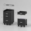 HOMCOM 3 Drawer Filing Cabinet, Rolling File Cabinet with Edged Top for Letter, A4 Size, Hanging File Folders, Black