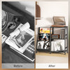 HOMCOM 3-Tier Record Player Stand, End Table for Living Room, Bedroom - Black Wood Effect