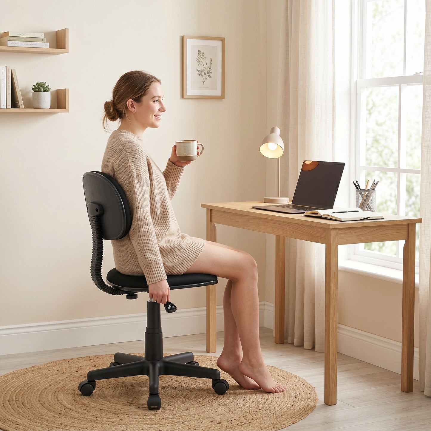 HOMCOM Small Armless Office Chair - Black