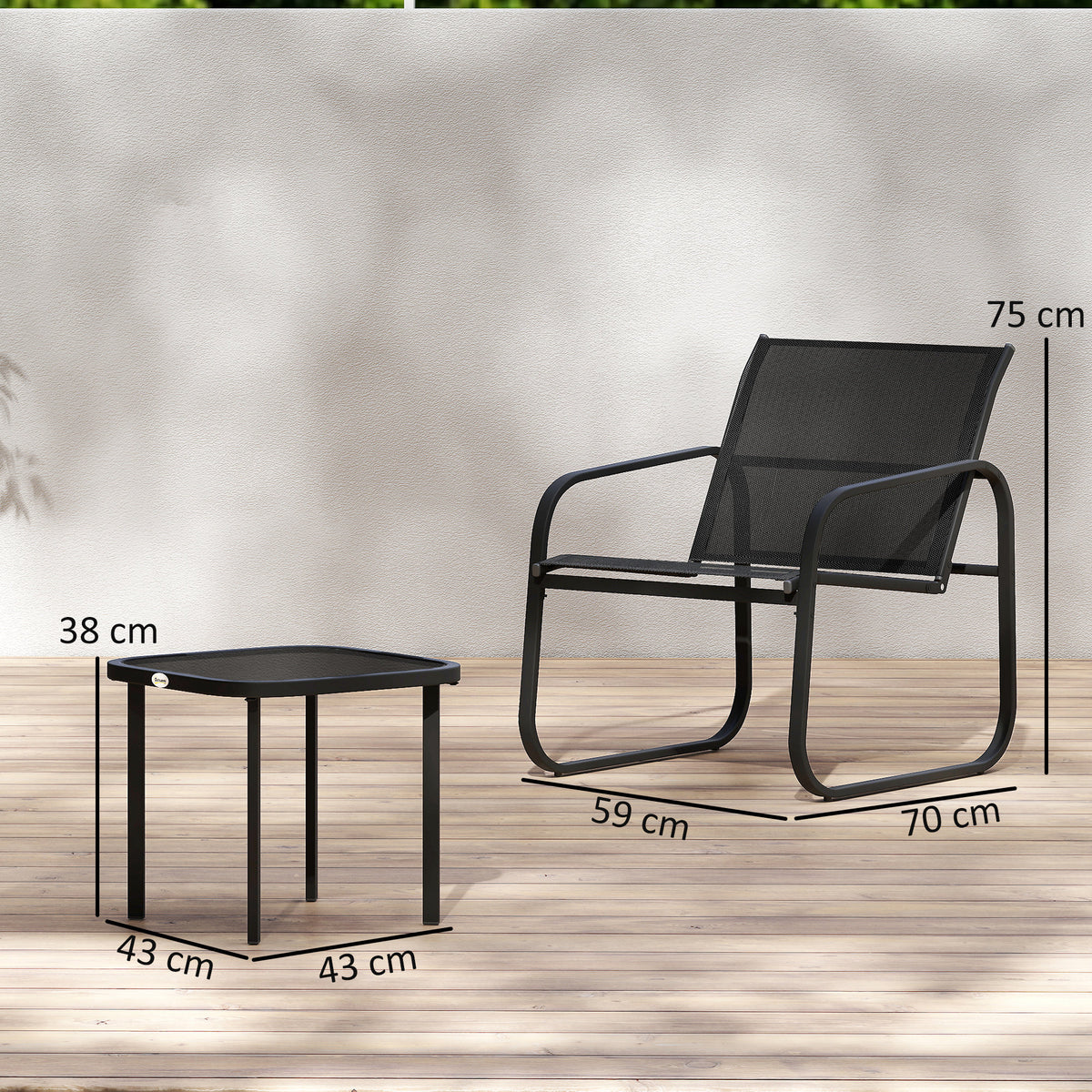 Outsunny Three-Piece Garden Seating Set in Black