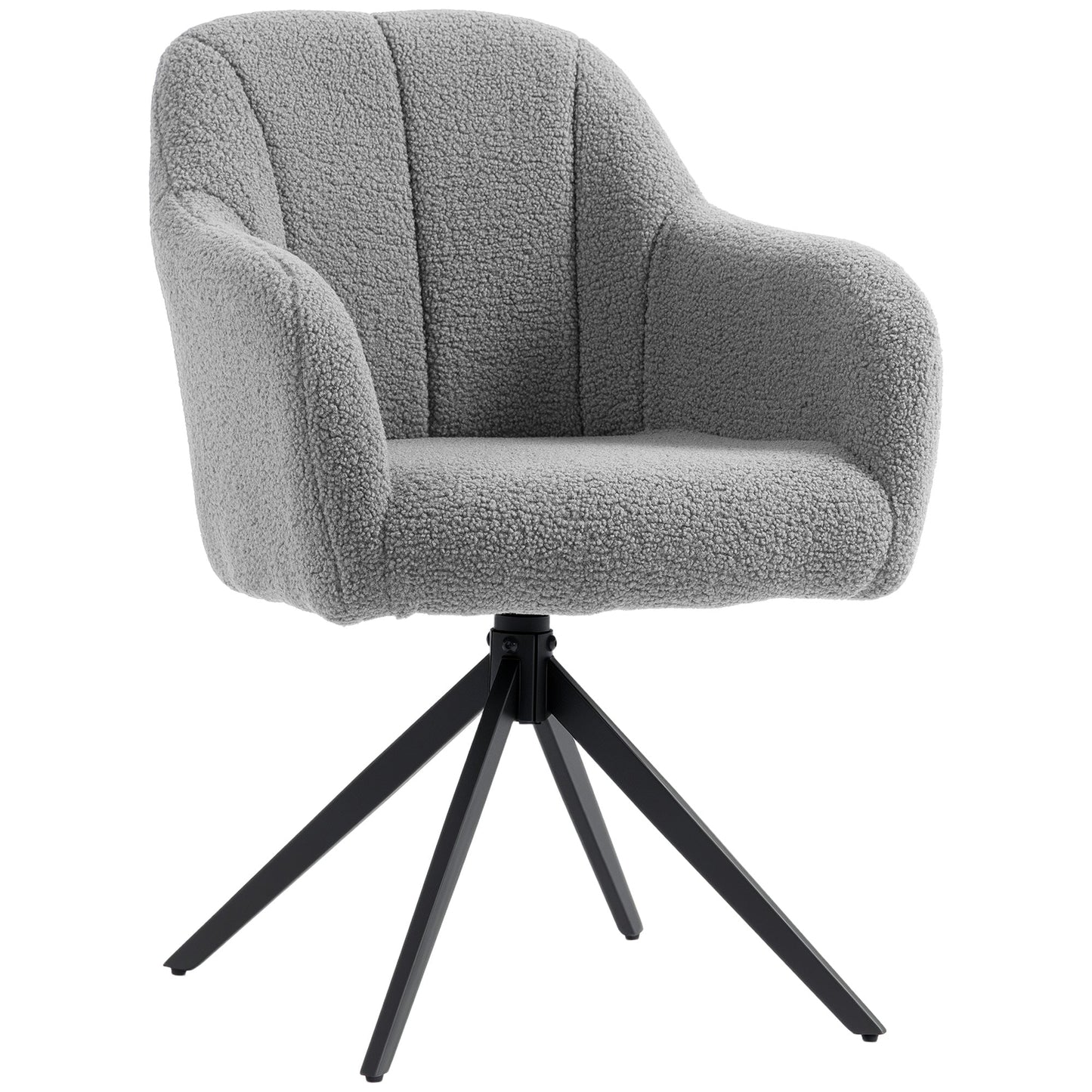 HOMCOM 360 Degree Swivel Accent Chair, Snow Flannel Armchair, Grey