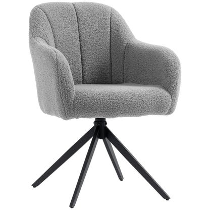 HOMCOM 360 Degree Swivel Accent Chair, Snow Flannel Armchair, Grey