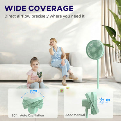 HOMCOM 40 cm Standing Fan in Green