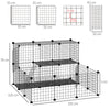 PawHut Pet Playpen w/ Door Customisable Fence for Guinea Pigs Chinchillas Hedgehogs - Black