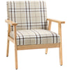 HOMCOM Modern One Seater Sofa for Living Room, Linen Fabric Small Couch with Rubber Wood Frame, Armrests, Lattice Pattern, Upholstered Armchair, Beige