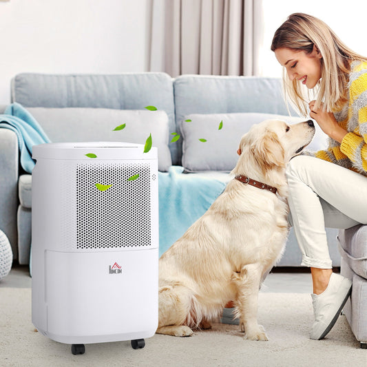 HOMCOM 10L/Day 2200ML Portable Quiet Dehumidifier with WiFi Smart App Control, Electric Moisture Air Dehumidifier for Home Laundry Basement